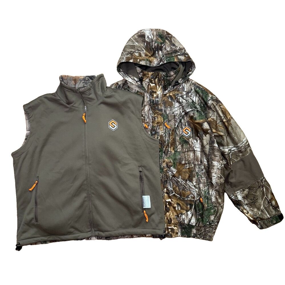 ScentLok Camo Hunting Jacket Mens XL Realtree Xtra with Reversible Vest Liner